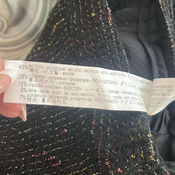 Zara girls 9 / 10 black multicolor metallic thread wool blend knit shorts 140cm - Picture 9 of 9